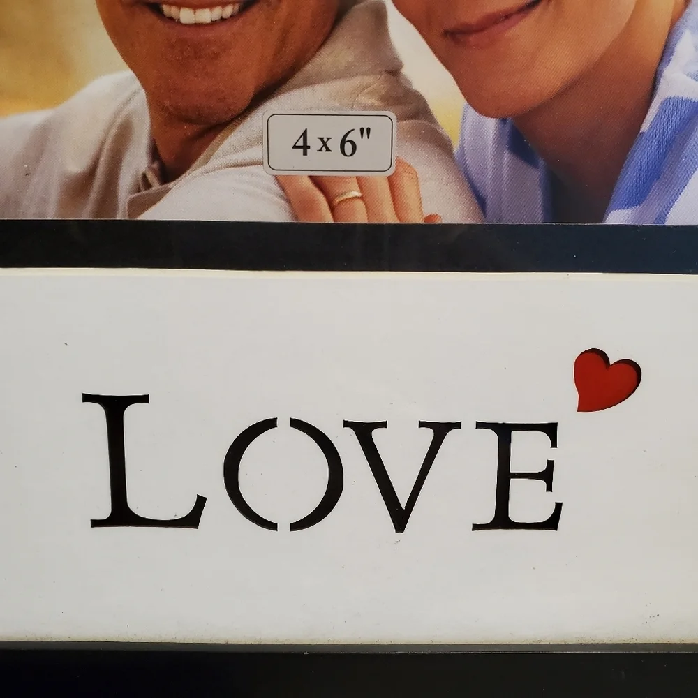 6x4 Picture Frame Love Heart Mat White Black Classic Neutral Romantic Table Top
